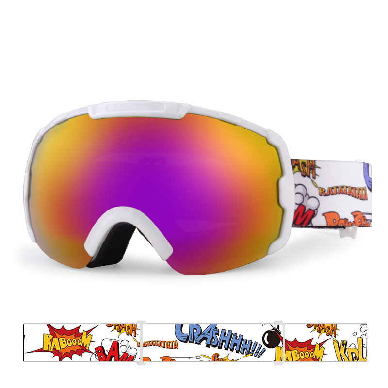 نظارات واقية للتزلج على الجليد بحزام مرن ومضادة للضباب